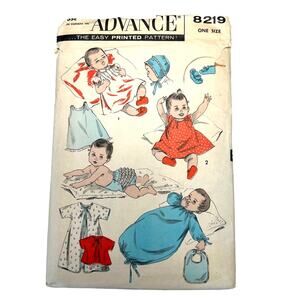 Advance Vintage 1950's Pattern #8219 Infant Layette‎ One Size
